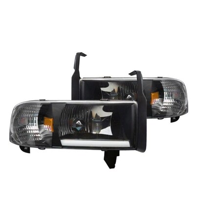 Winjet Drl Head Lights - Black / Clear CHWJ-0302-B